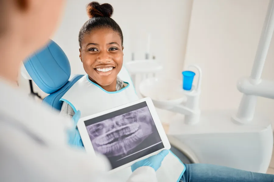Child receiving dental imaging